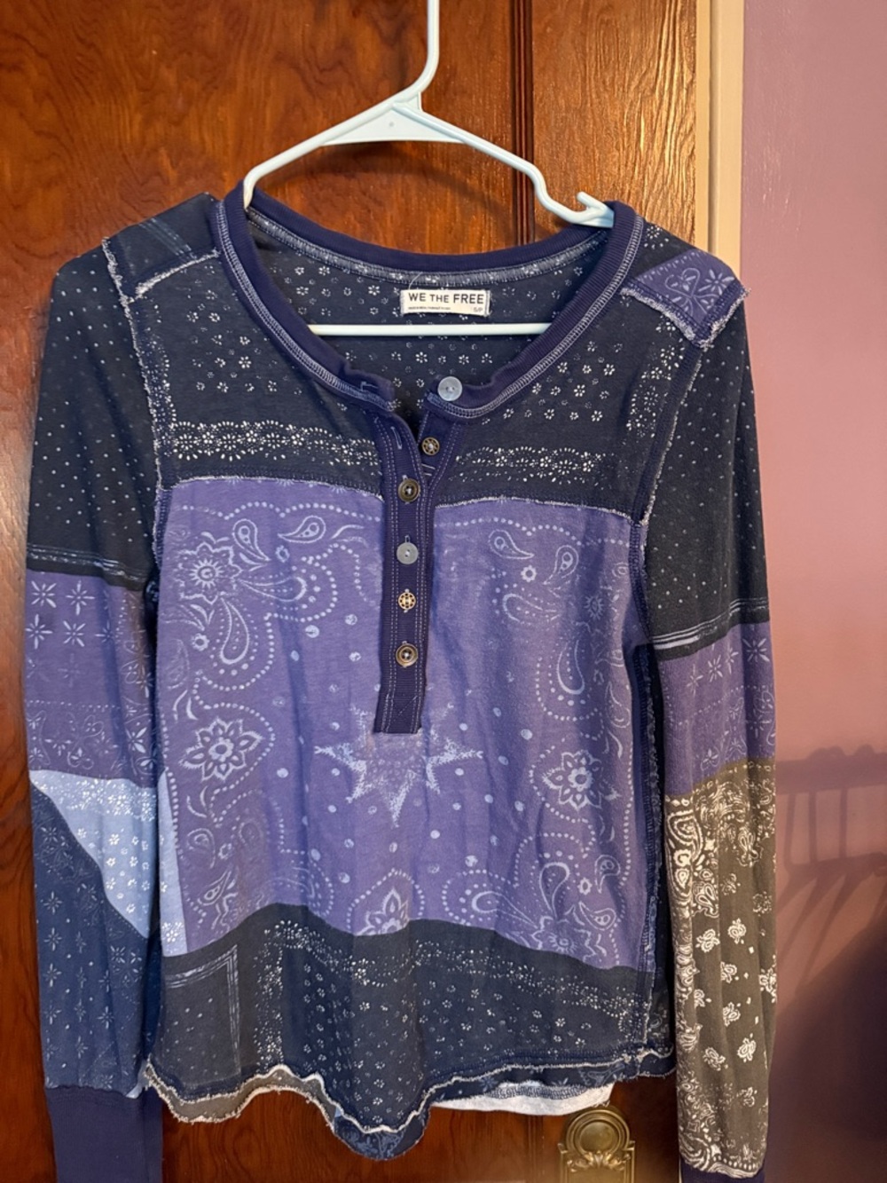 We The Free Purple Patchwork Bandana Henley